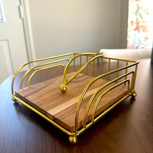 Wood & Gold Napkin Holder